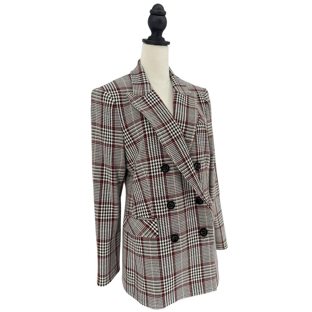 Veronica Beard Ellette Dickey Jacket Black White Multi Plaid Blazer Size 10 - Picture 7 of 16